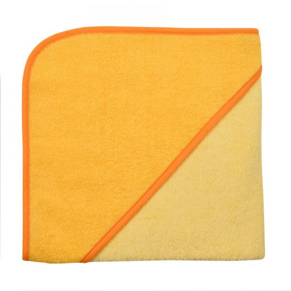 Baby Kapuzen-Badetuch -  groß -  100 x 100 cm, hellgelb/goldgelb  aus flauschiger Frottierware